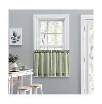 Ellis Stacey 1.5" Rod Pocket High Quality Fabric Solid Color Window Tailored Tier Pair 56"x24