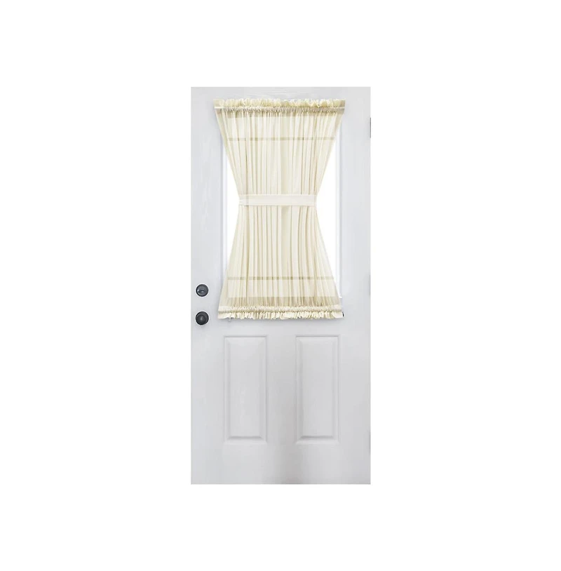 Ellis Curtain Shadow Stripe 1.5" Rod Pocket Semi Sheer Door Curtain Panel 40" x 72" Natural