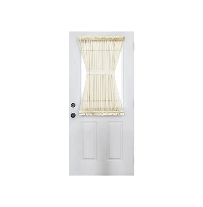 Ellis Curtain Shadow Stripe 1.5" Rod Pocket Semi Sheer Door Curtain Panel 40" x 72" Natural