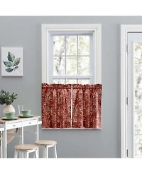 Ellis Curtain Lexington Leaf Pattern On Colored Ground Curtain Tiers 56 X22x36 X22 Brick