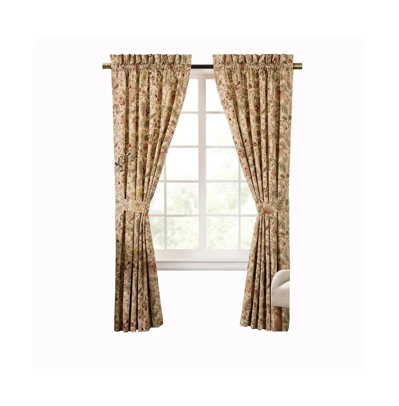 Ellis Curtain Regency 3" Rod Pocket Curtain Panel Pair with Tiebacks 96" x 96" Antique