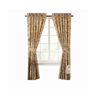 Ellis Curtain Regency 3" Rod Pocket Curtain Panel Pair with Tiebacks 96" x 96" Antique