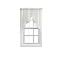 Ellis Stacey 1.5" Rod Pocket High Quality Fabric Solid Color Window Ruffled Swag 60"x38" Ice Cream