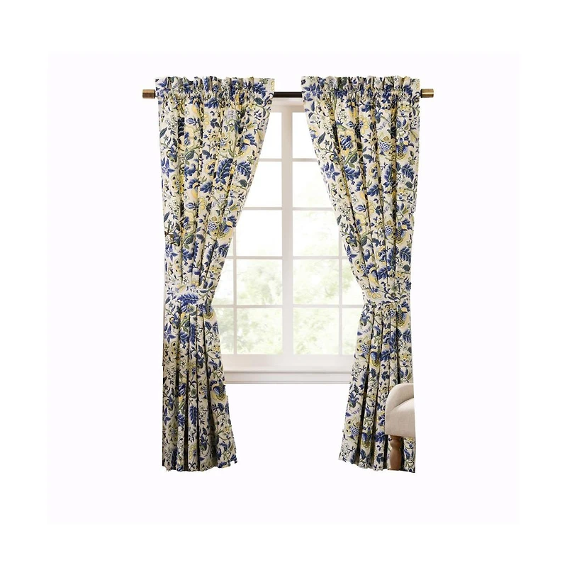 Ellis Curtain Regency 3" Rod Pocket Curtain Panel Pair with Tiebacks 96" x 63" Blue
