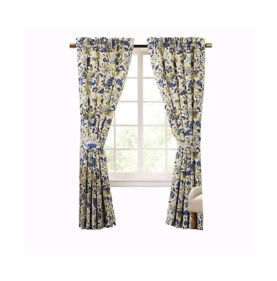 Ellis Curtain Regency 3" Rod Pocket Curtain Panel Pair with Tiebacks 96" x 63" Blue
