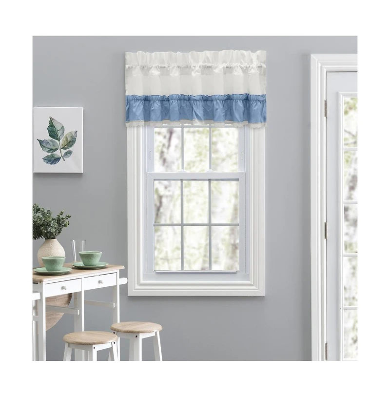Ellis Curtain Madelyn Ruffled Victorian 1.5" Rod Pocket Valances for Windows 60" x 16" Slate