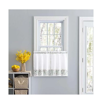 Ellis Country Floral Small Scale 1.5" Rod Pocket Floral Pattern with Ruffle Lace Edge Tier 58"x24" Multicolor