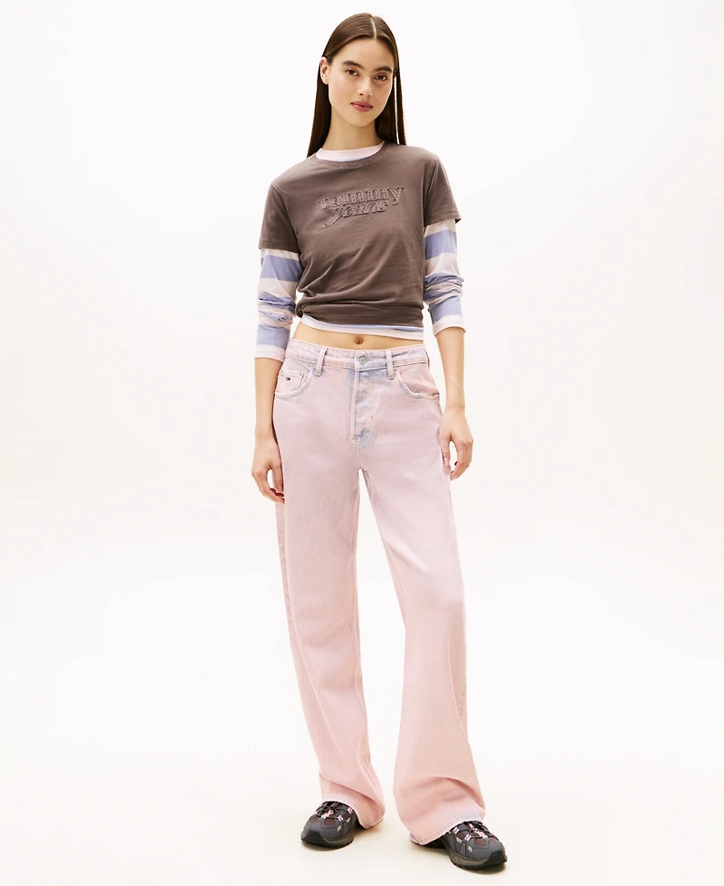 Tommy Jeans Women's Garment Dyed Script Short-Sleeve T-Shirt