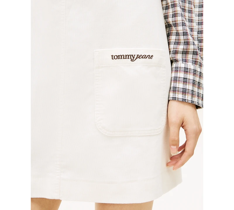 Tommy Jeans Women's Corduroy Pinafore Scoop Neck Dress