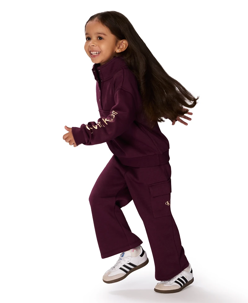 Calvin Klein Girls Toddler 2T-4T 2-Piece Long-Sleeve Sweatshirt and Pants Set