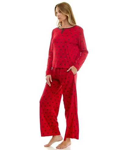 Roudelain Women's 2-Piece Printed Long-Sleeve Top and Pants Set