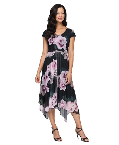 Sl Fashions Women's Mesh Floral Dress