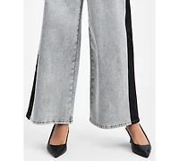 Bar Iii Women's High-Rise Side-Stripe Wide-Leg Jeans, Macy's Exclusive