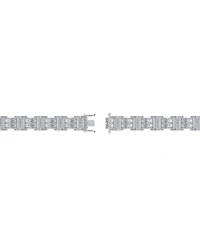 Diamond Round & Baguette Square Link Bracelet (3/4 ct. t.w.) in Sterling Silver