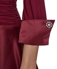 Jessica Howard Women's 3/4-Rhinestone V-Neck Cuff Sleeve Dress