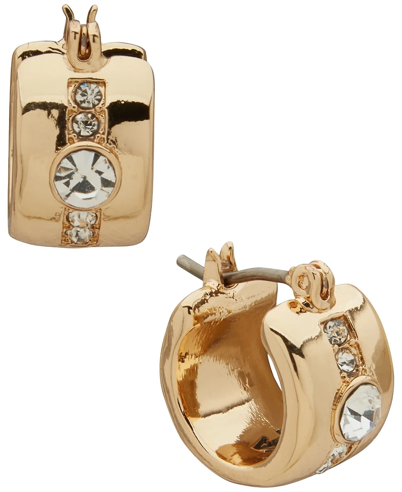 Karl Lagerfeld Paris Glass Stone Pave Wide Hoop Earrings