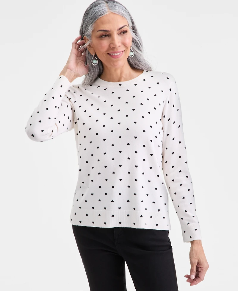 Style & Co Petite Printed Crewneck Pull-On Sweater, Macy's Exclusive