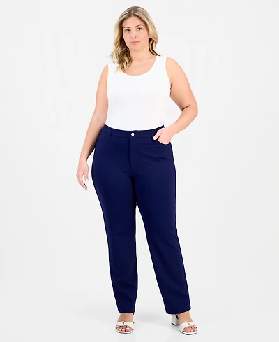 Jones New York Plus Lexington Straight-Leg Modern Compression Pants