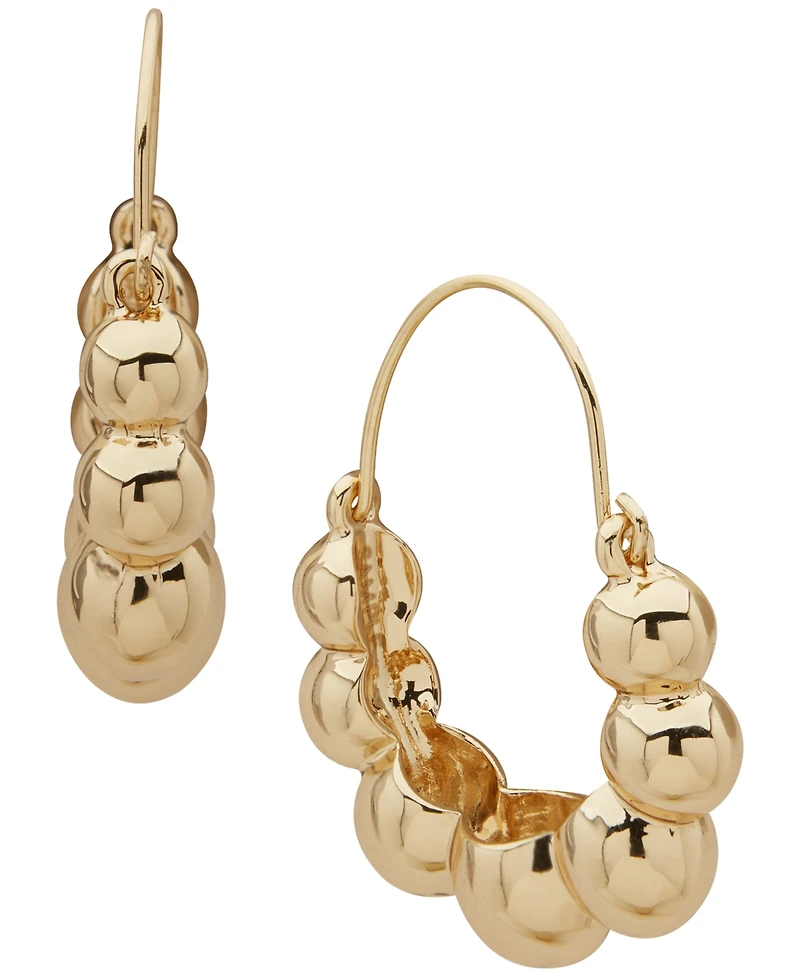 Anne Klein Gold Tone Dynamic Puffy Hoop Earrings