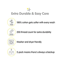 BreathableBaby Cotton Percale Fitted Sheet, For 52" x 28"/132 71 cm Crib & Toddler Bed Mattress (2-Pack)
