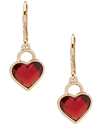 Anne Klein Gold-Tone Jet Stone Heart Motif Dangling Drop Earrings
