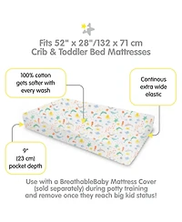 BreathableBaby Cotton Percale Fitted Sheet, For 52" x 28"/132 71 cm Crib & Toddler Bed Mattress (2-Pack)