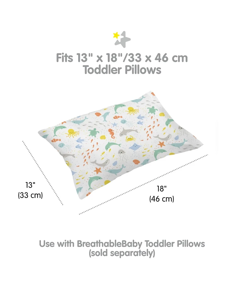 BreathableBaby Toddler Cotton Percale Pillowcase, For 13" x 18"/33 46 cm Pillow (2-Pack)