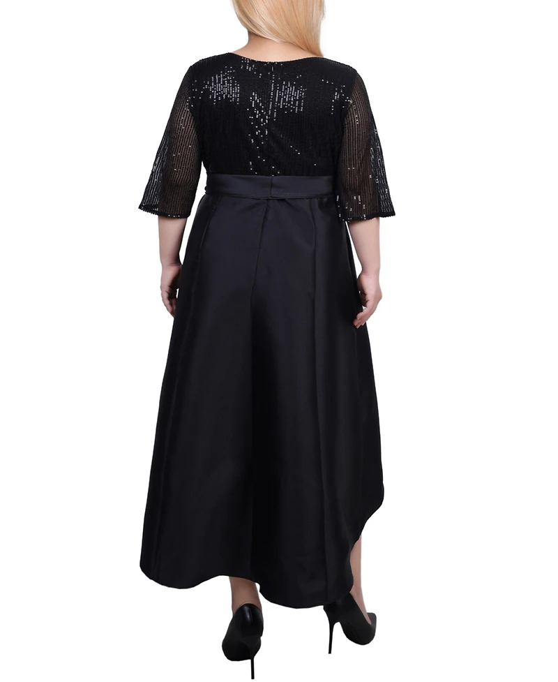 Ny Collection Women's Plus Sequin and Jacquard Holiday Dress