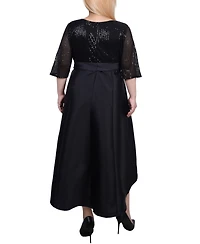 Ny Collection Women's Plus Sequin and Jacquard Holiday Dress