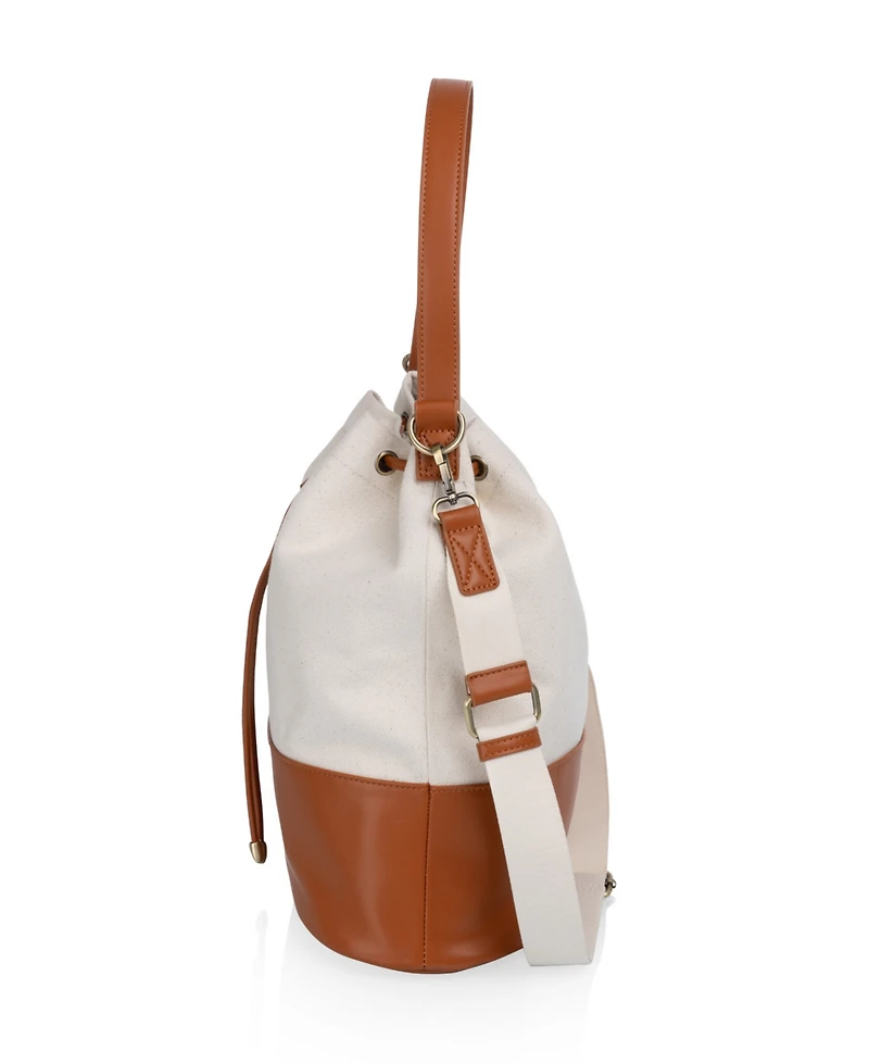 Picnic Time Sirolo Canvas and Leatherette 11.8" Bucket Tote Bag