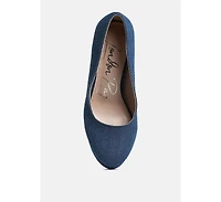 Kostur Denim Block Heel Pumps