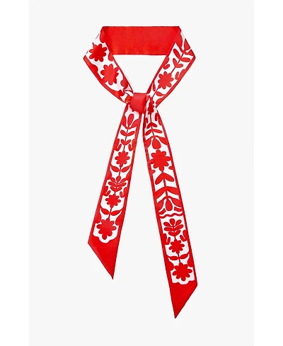 Jessie Zhao New York Silk Skinny Scarf Red Blessing