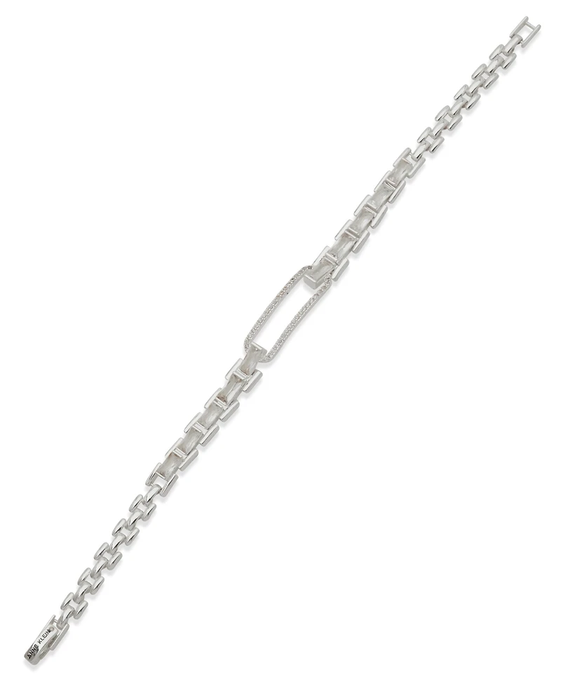 Anne Klein Cubic Zirconia Linked Chain Stone Fold-Over Bracelet