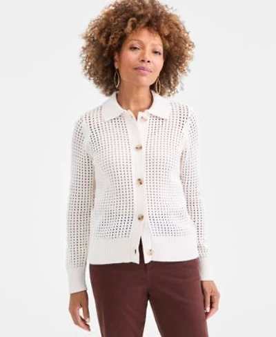 Style Co Womens Cotton Open Stitch Cardigan Sweater Macys Exclusive