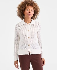 Style Co Womens Cotton Open Stitch Cardigan Sweater Macys Exclusive