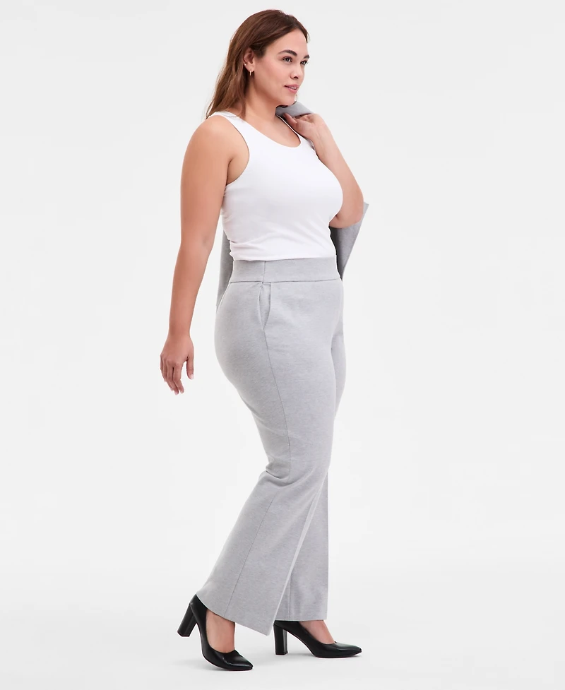 Anne Klein Plus High-Rise Pull-On Compression Pants