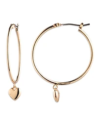 Lauren Ralph Lauren Gold-Tone Puffy Heart Drop Hoop Earrings