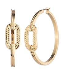 Lauren Ralph Lauren Gold-Tone Herringbone Link Hoop Earrings