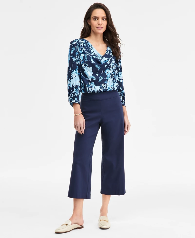 Jm Collection Women's Printed Cowl-Neck 3/4-Sleeve Top, Macy's Exclusive