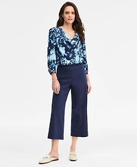 Jm Collection Women's Printed Cowl-Neck 3/4-Sleeve Top, Macy's Exclusive