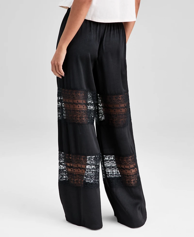 And Now This Women's Pull-On High-Rise Lace-Inset Pants, Macy's Exclusive