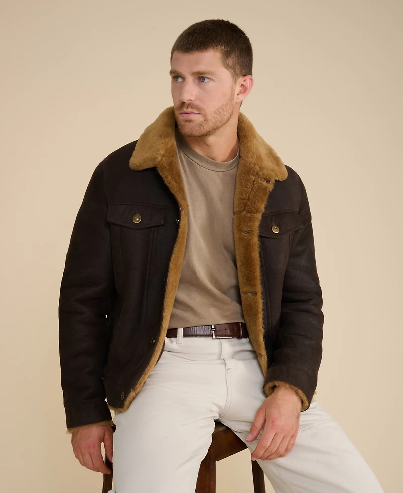 Furniq Uk Men's Shearling Jacket