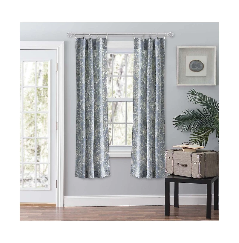 Ellis Curtain Lexington Leaf Pattern on Colored Ground Curtain Pair with Ties 56"x84