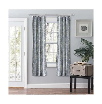 Ellis Curtain Lexington Leaf Pattern on Colored Ground Curtain Pair with Ties 56"x84