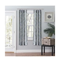Ellis Curtain Lexington Leaf Pattern on Colored Ground Curtain Pair with Ties 56"x84