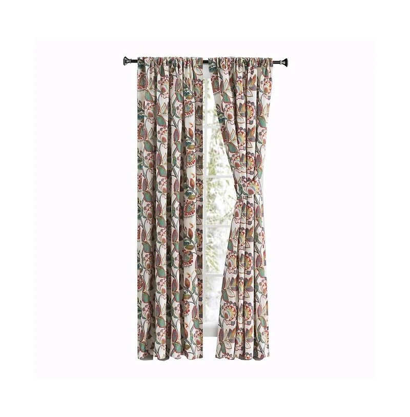 Ellis Curtain Wynette Lined 3" Rod Pocket Curtain Panel Pair with Tiebacks 100" x 84" Multicolor