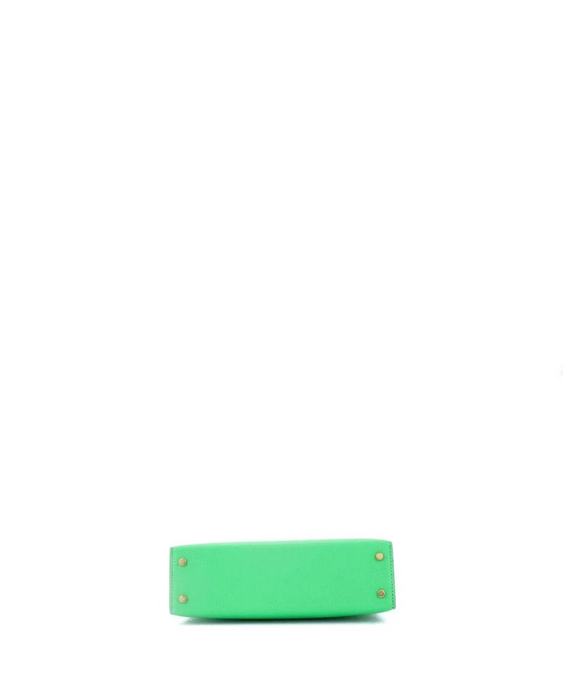 Pre-Owned Hermes Kelly 20 Handbag Green Chevre Mysore with Gold Hardware