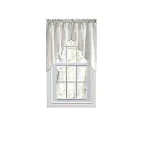 Ellis Curtain Plaza Classic Ticking Stripe Printed on 1.5" Rod Pocket Natural Ground Tailored Swag 56" x 36" Sage