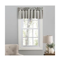 Ellis Curtain Springfield Stripe 3" Rod Pocket Tailored Valance for Windows 80" x 13" Black