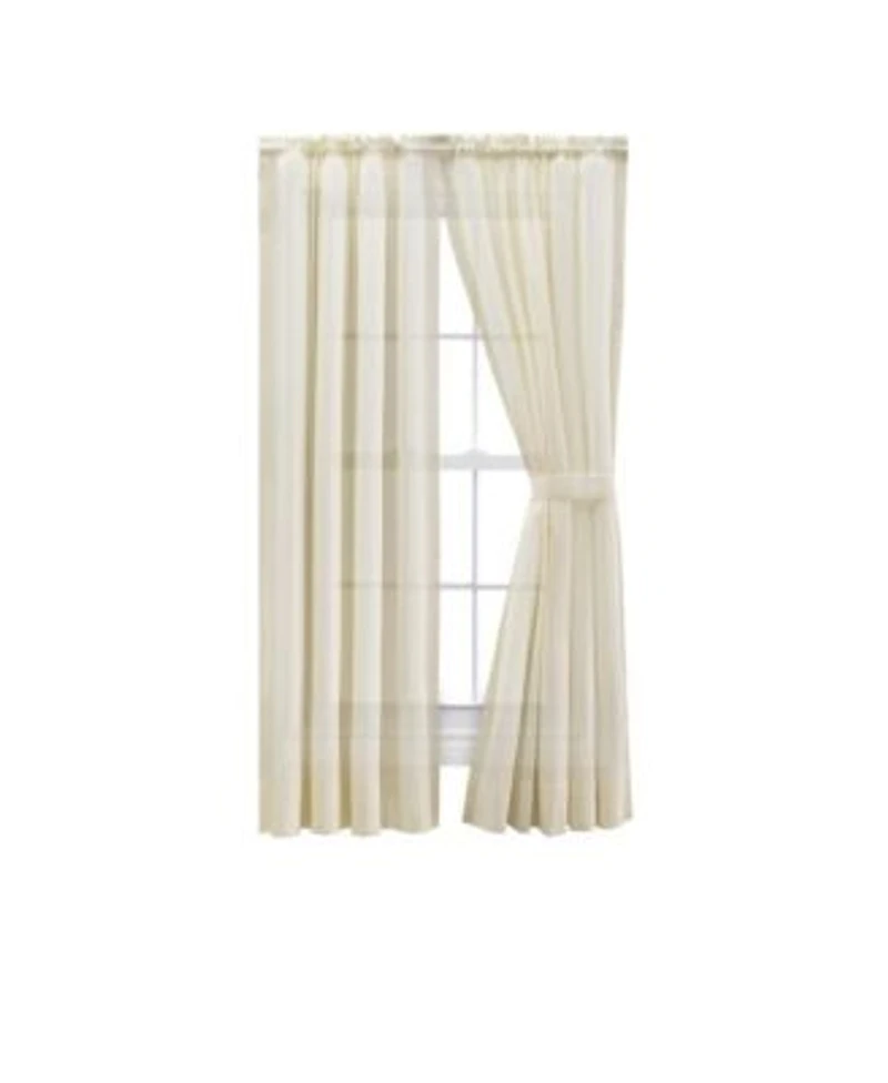 Ellis Curtain Shadow Stripe Tailored Curtain Panel Pair For Windows With Ties 80 X22 X 63 X22 Natural